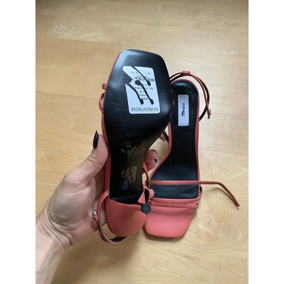 Reiss "Bali" leather strappy coral heels - Picture 4 of 8